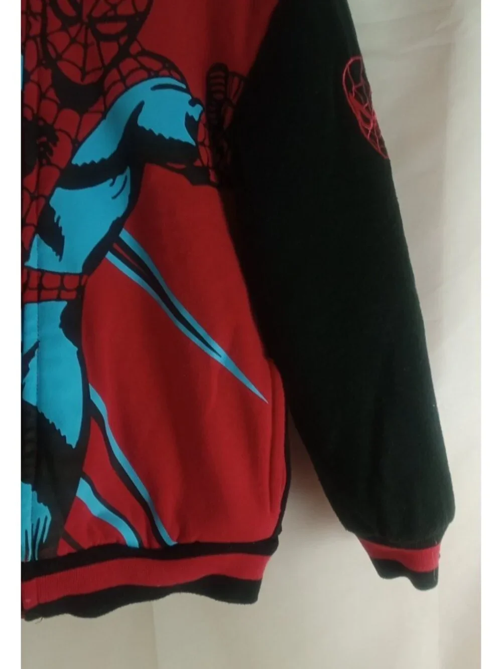 Youth Boys Kids Size 7 Spiderman Plush Hoodie Jacket Full Zip